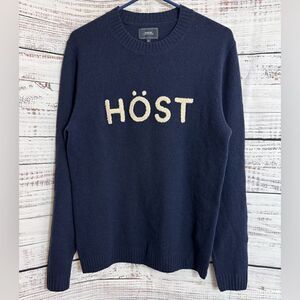 Boomerang Sweater Womens Sz Medium Wool Lamb Knit crew neck pullover Navy Blue